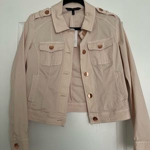 White house black market pink denim jacket